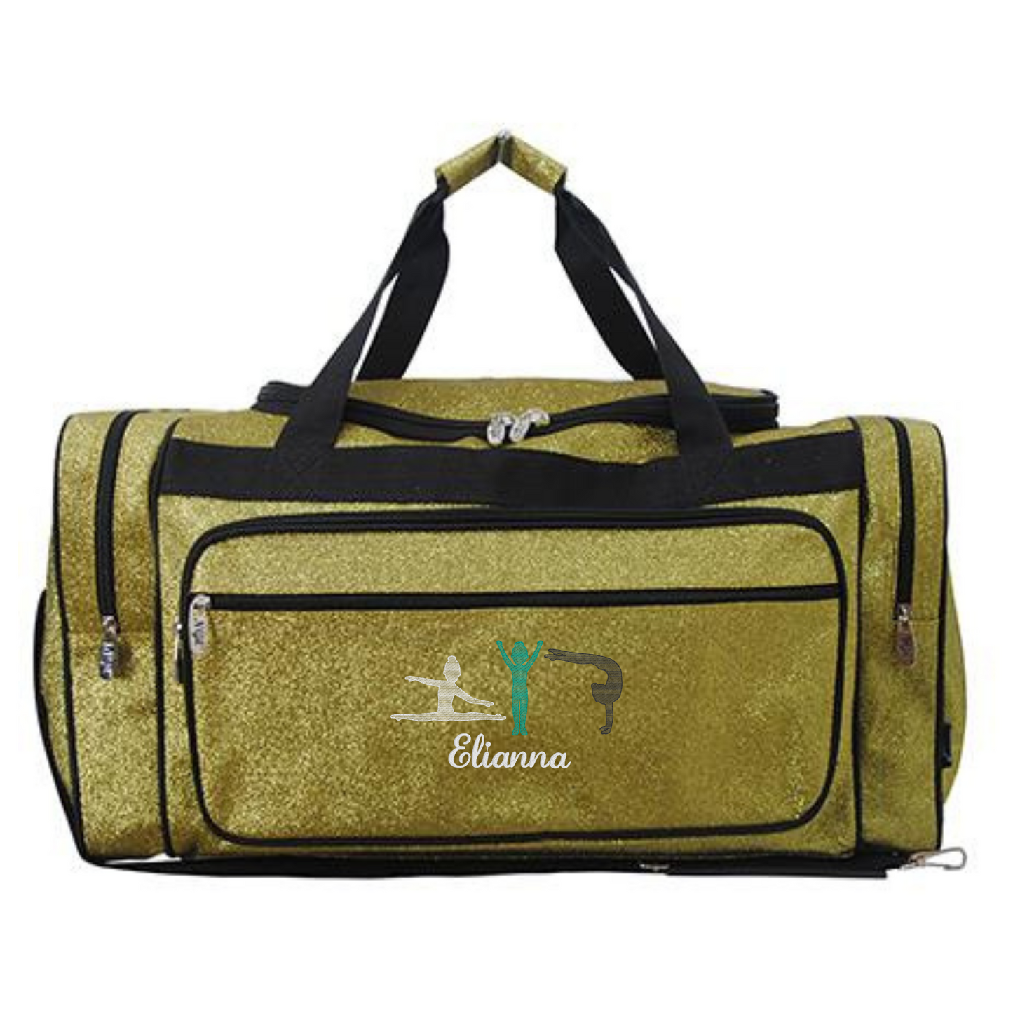 Personalized Glitter Duffle – Tumbling Girls & Cheer Travel Bag