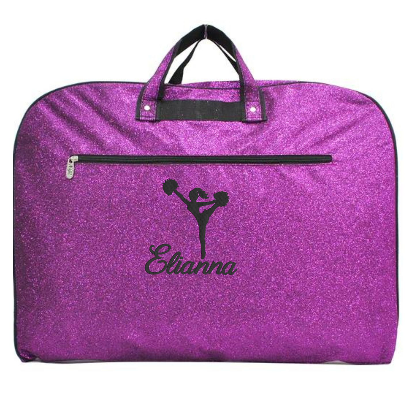 Personalized Glitter Cheer Garment Bag – Custom Embroidered Travel Organizer