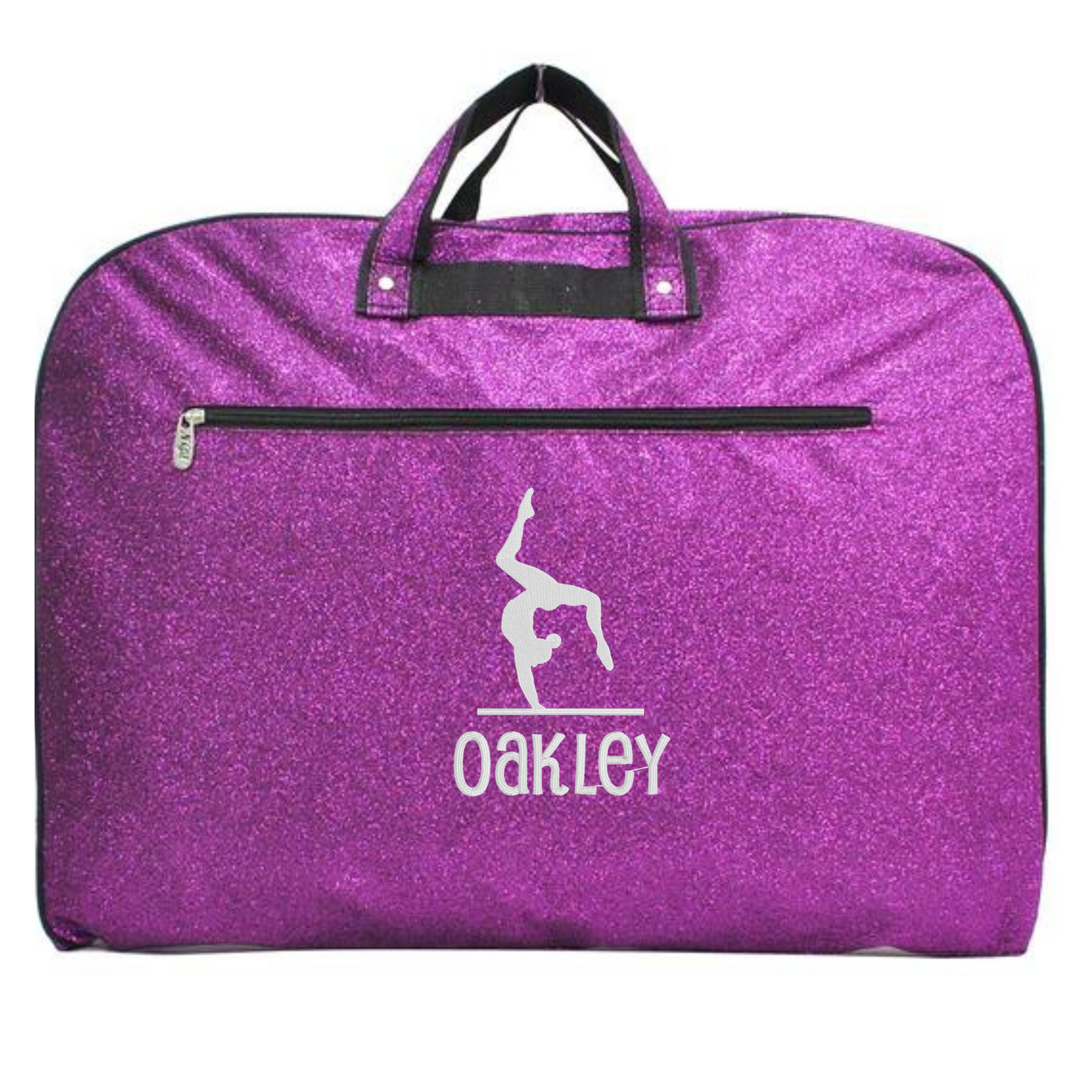 Personalized Glitter Garment Bag – Handstand Embroidery & Name