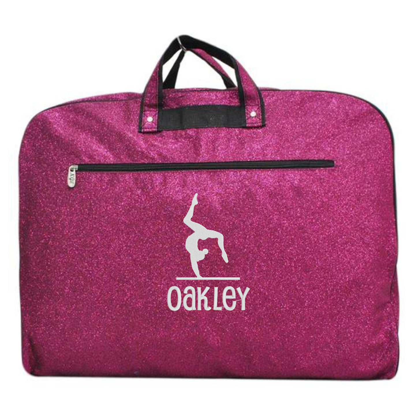 Personalized Glitter Garment Bag – Handstand Embroidery & Name
