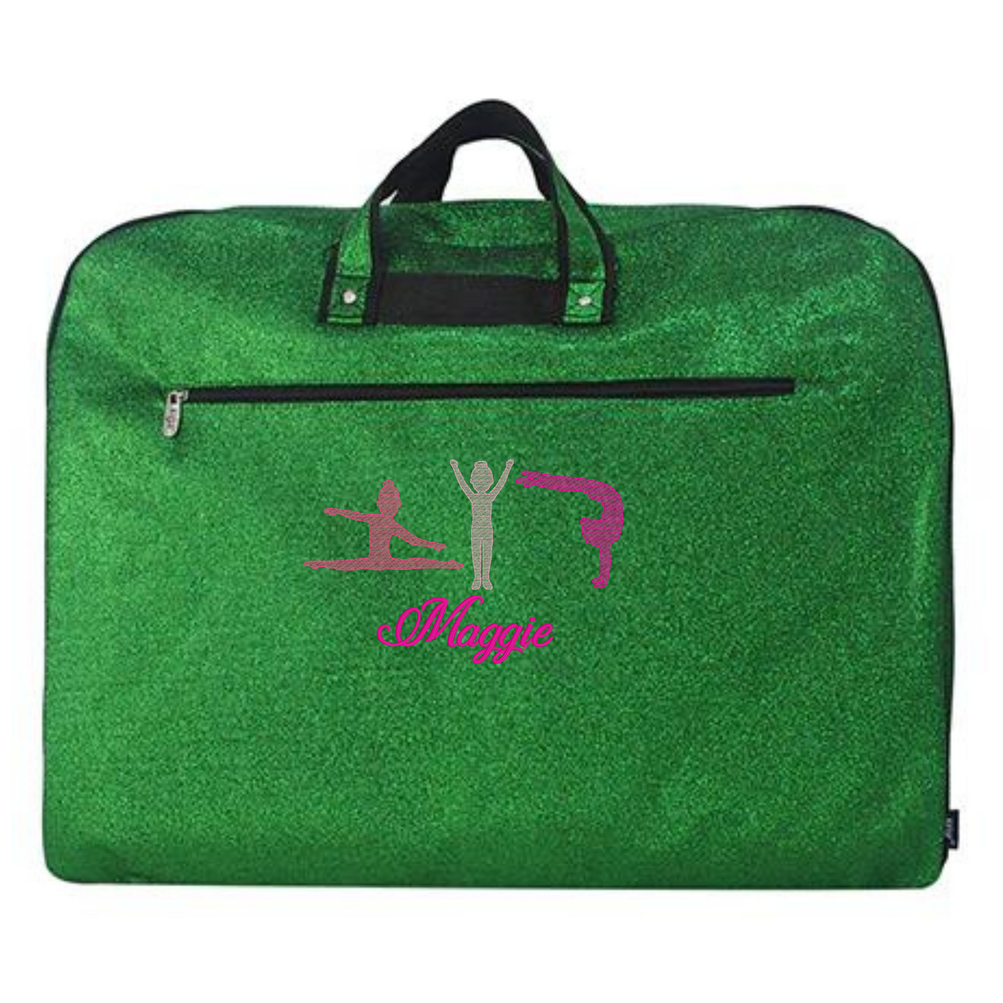 Personalized Glitter Gymnast & Dancer Garment Bag – Custom Embroidered Travel Storage