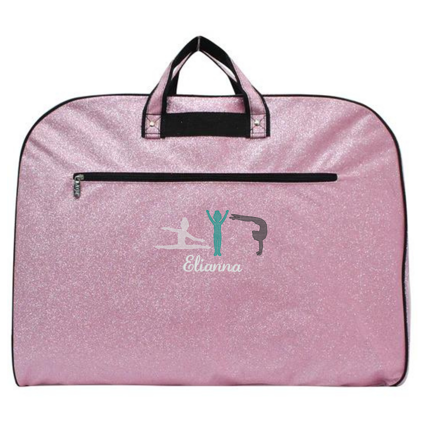 Personalized Glitter Gymnast & Dancer Garment Bag – Custom Embroidered Travel Storage