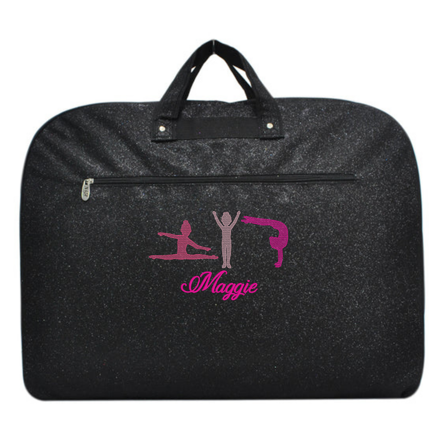Personalized Glitter Gymnast & Dancer Garment Bag – Custom Embroidered Travel Storage