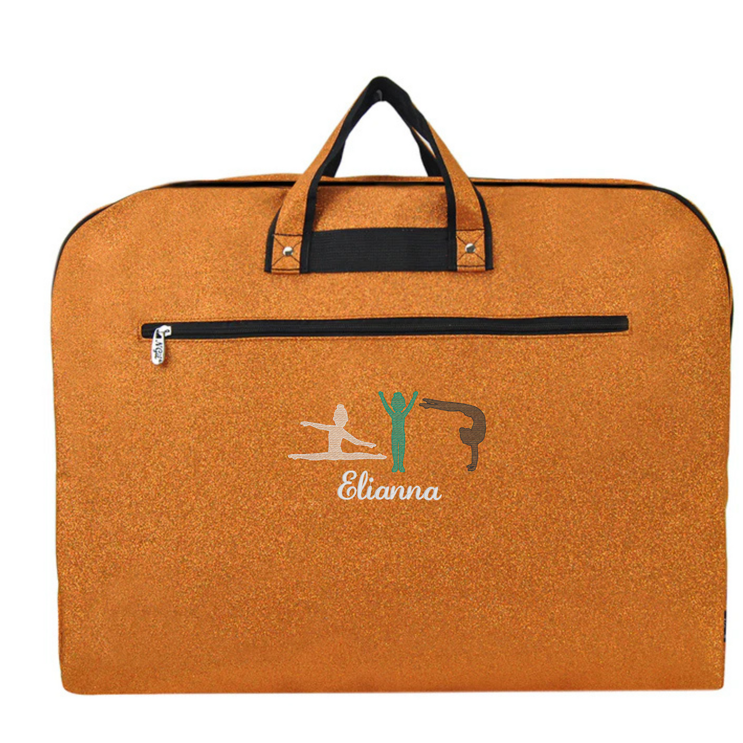 Personalized Glitter Gymnast & Dancer Garment Bag – Custom Embroidered Travel Storage