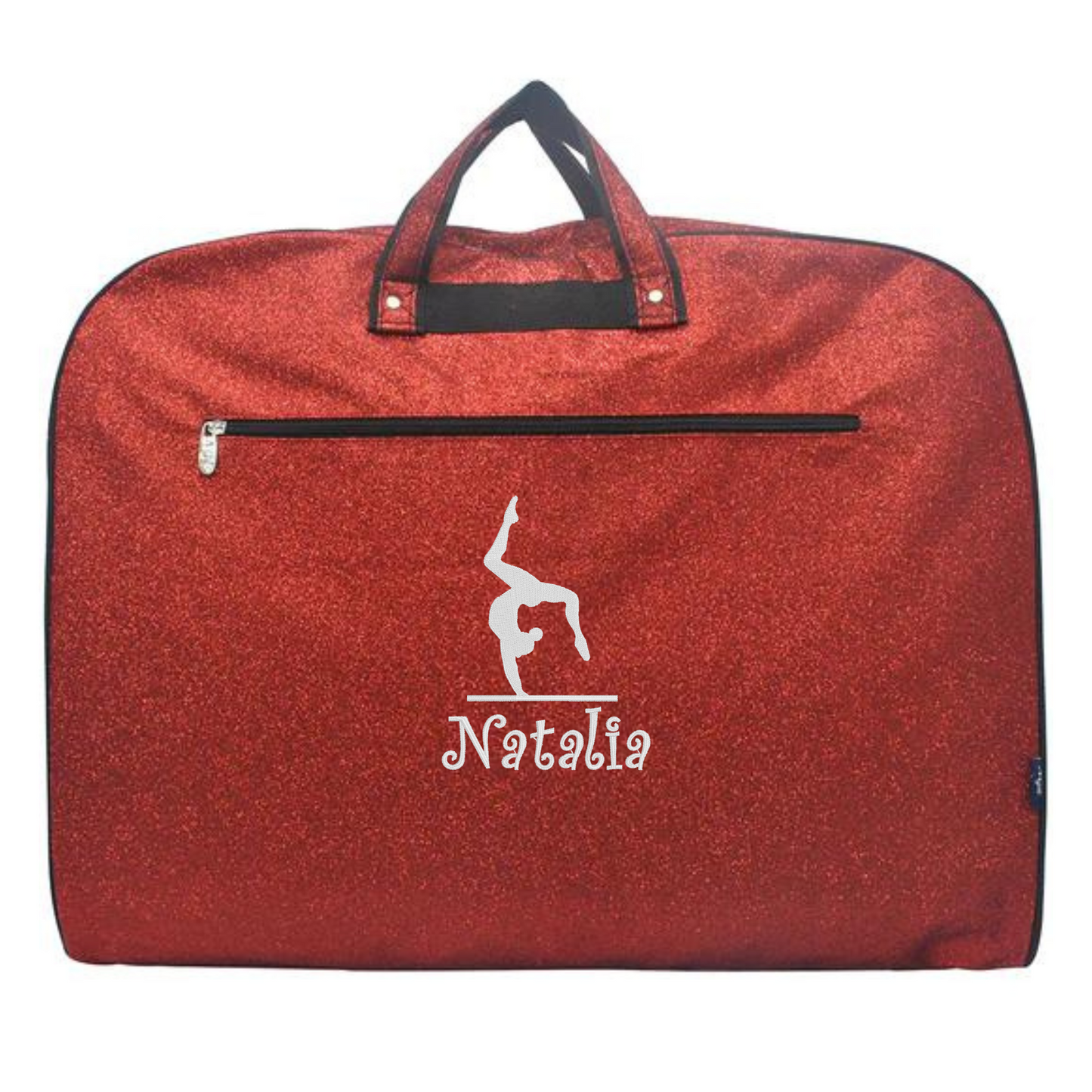Personalized Glitter Garment Bag – Handstand Embroidery & Name
