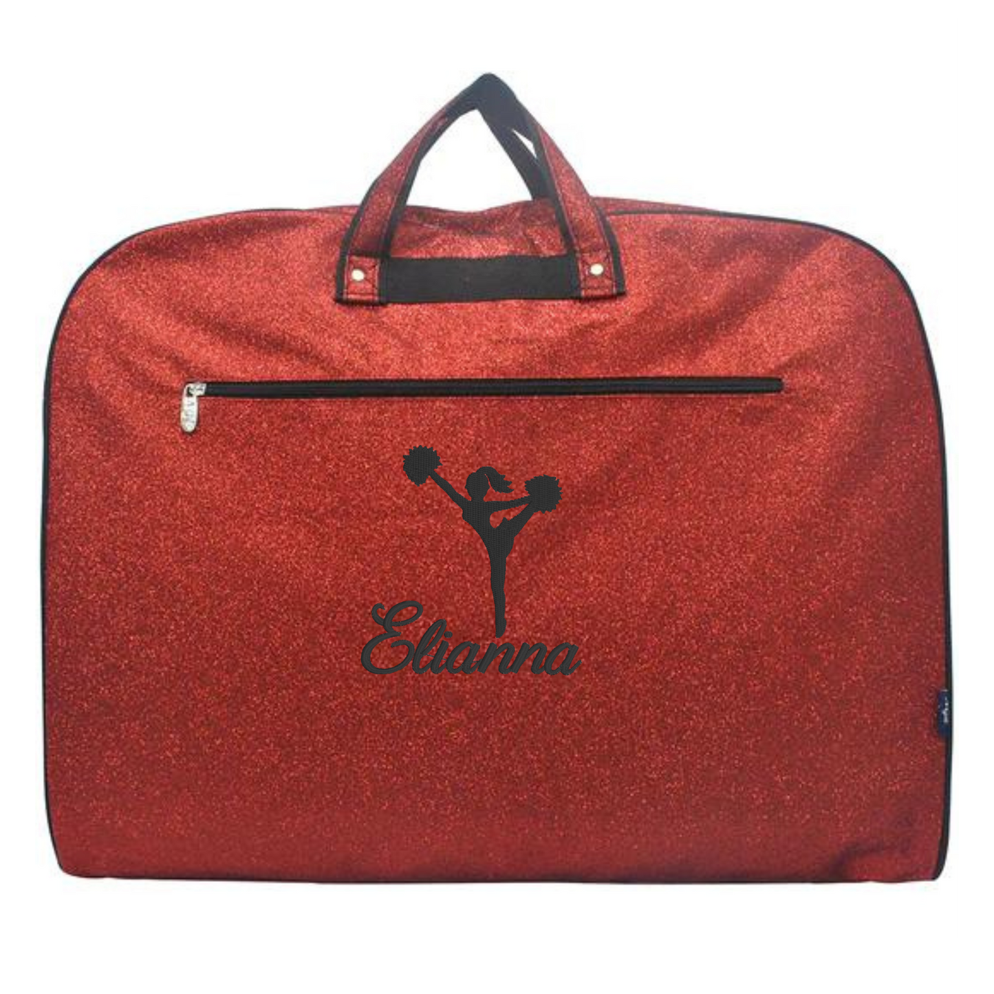 Personalized Glitter Cheer Garment Bag – Custom Embroidered Travel Organizer