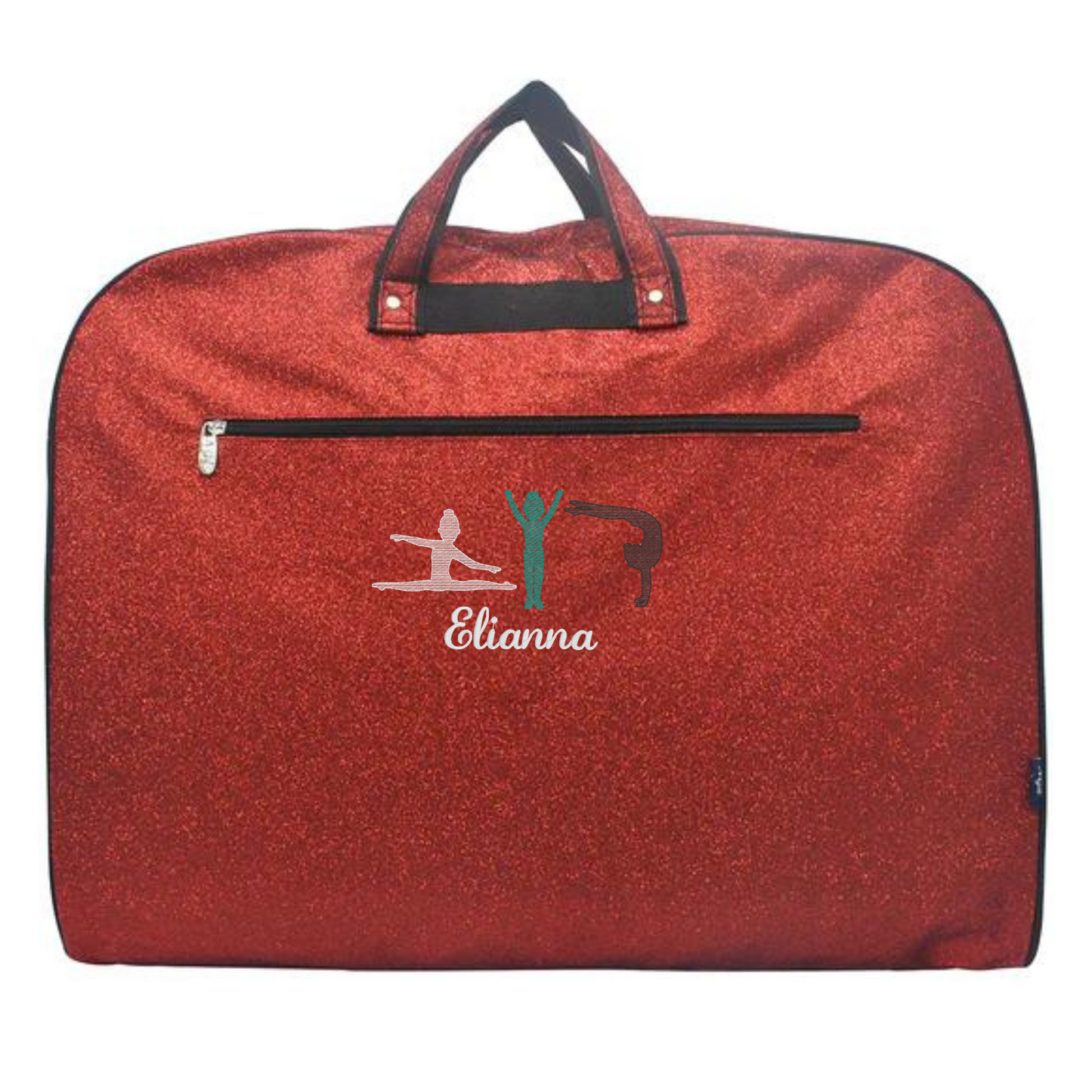 Personalized Glitter Gymnast & Dancer Garment Bag – Custom Embroidered Travel Storage