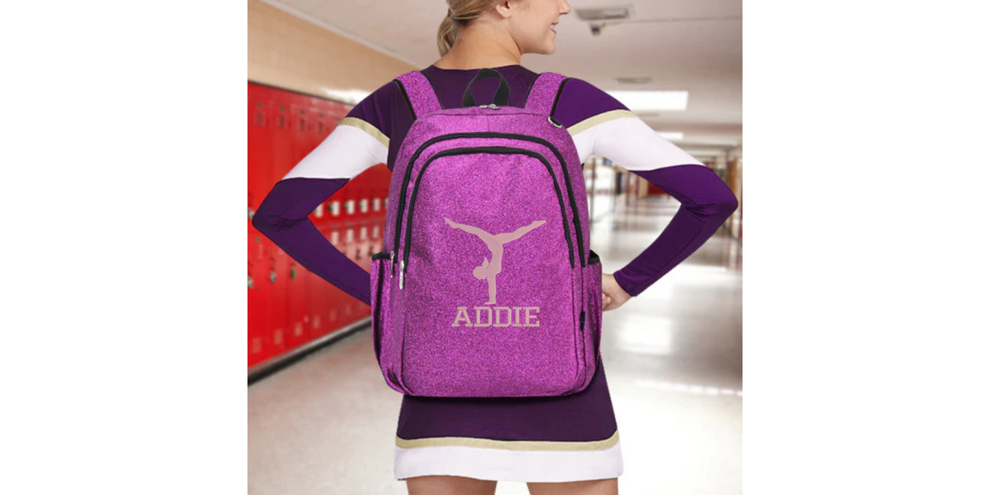Shimmering Black Glitter Backpack - Ideal for Gymnasts
