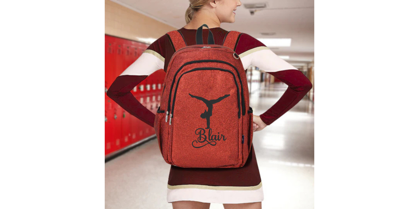 Shimmering Black Glitter Backpack - Ideal for Gymnasts