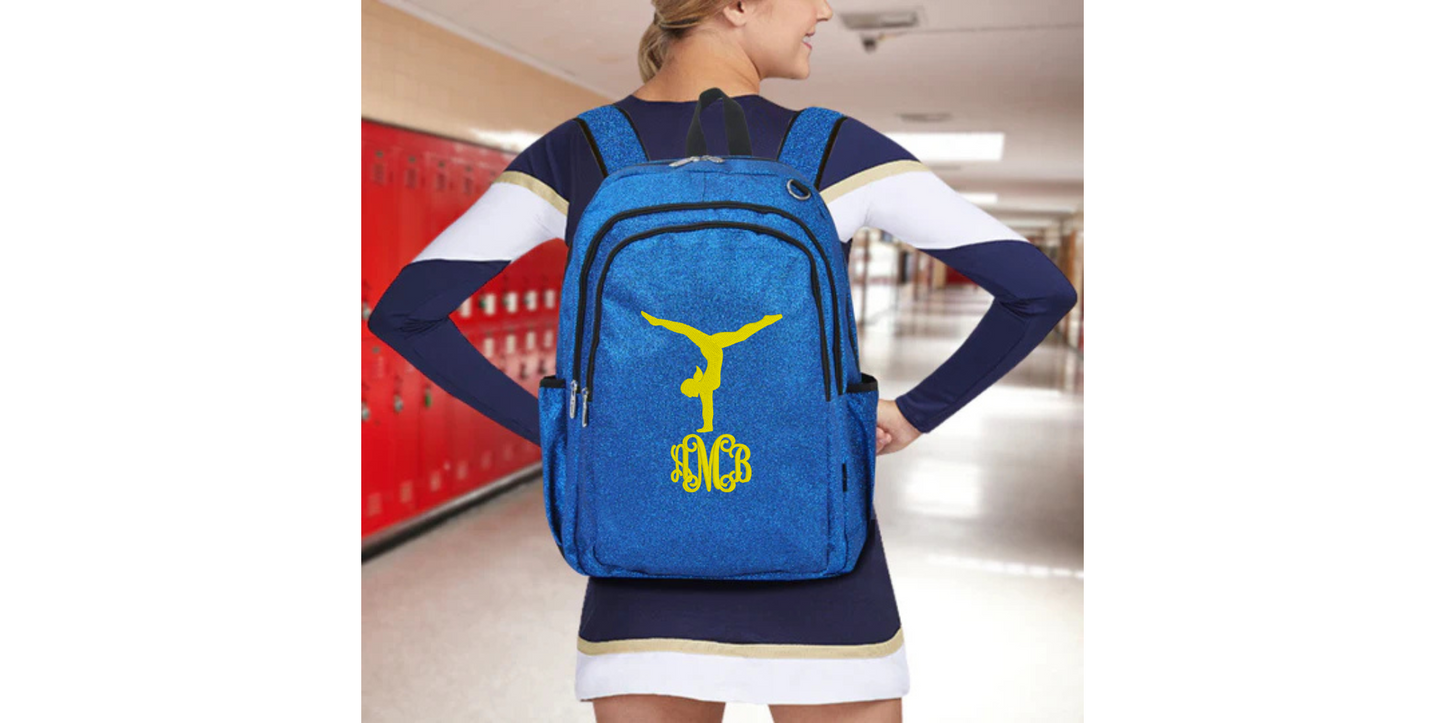 Shimmering Black Glitter Backpack - Ideal for Gymnasts