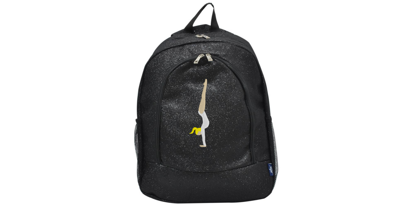 Personalized Sparkle Glitter Backpack with Handstand Design, Custom Name Included!