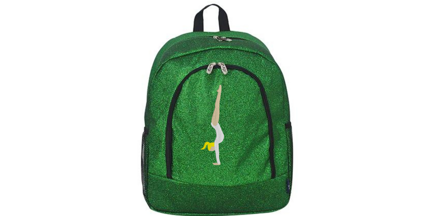 Personalized Sparkle Glitter Backpack with Handstand Design, Custom Name Included!