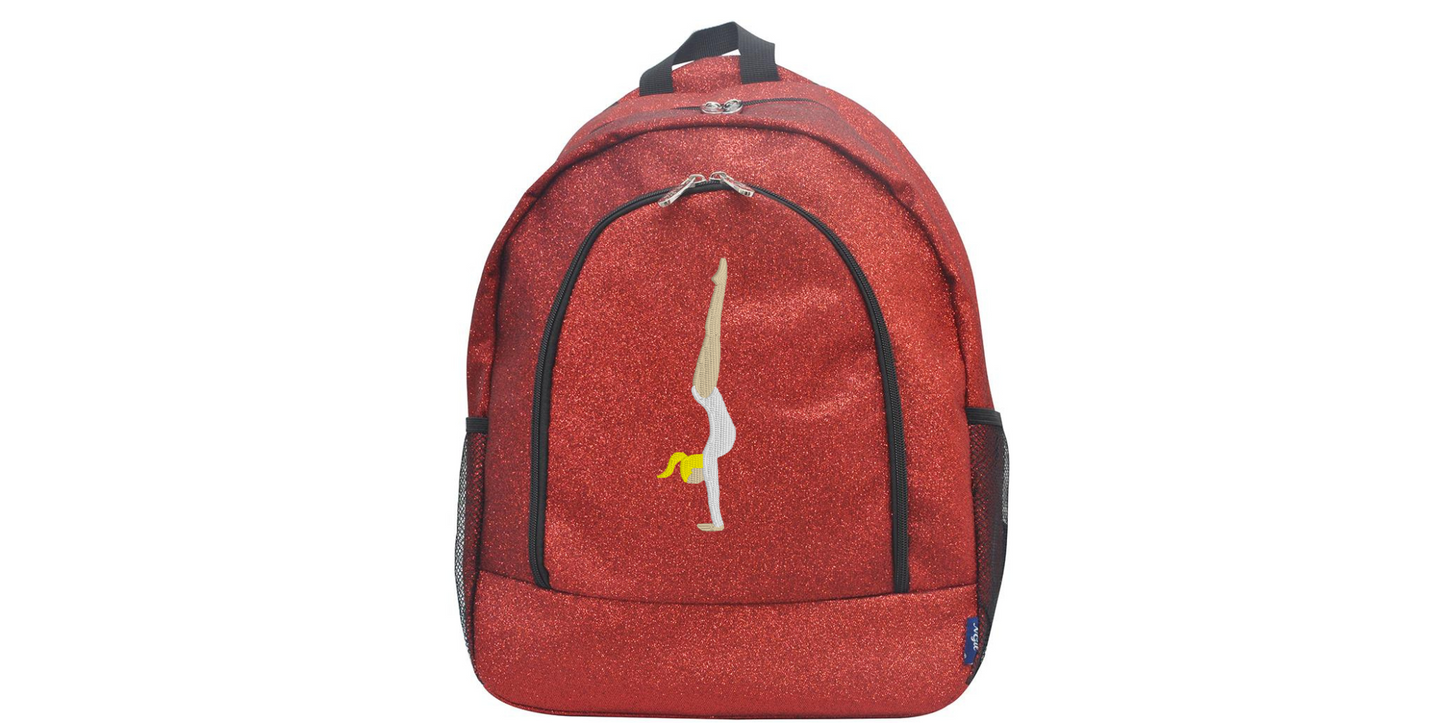 Personalized Sparkle Glitter Backpack with Handstand Design, Custom Name Included!