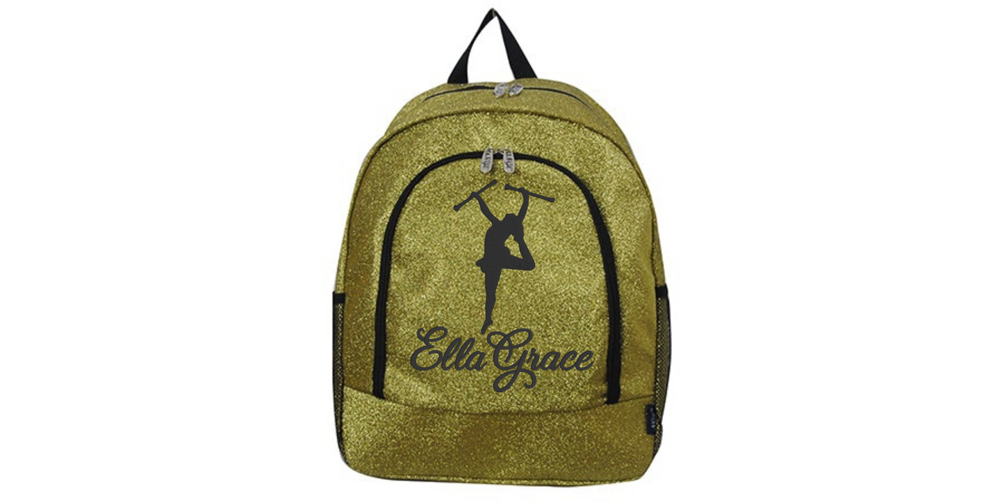 Sparkle Glitter Backpack with Embroidered Majorette Twirler Design