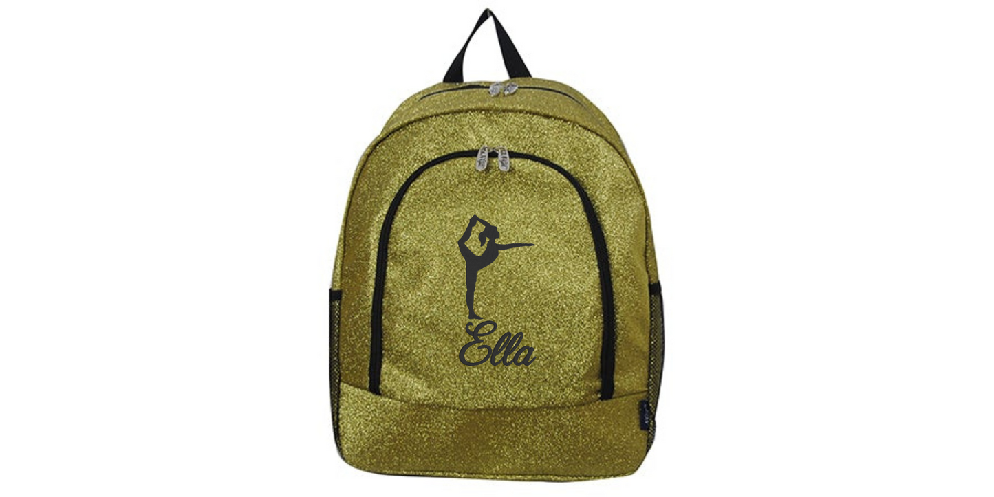Green Glitter Gymnast Backpack. Sparkle Your Way to Victory!