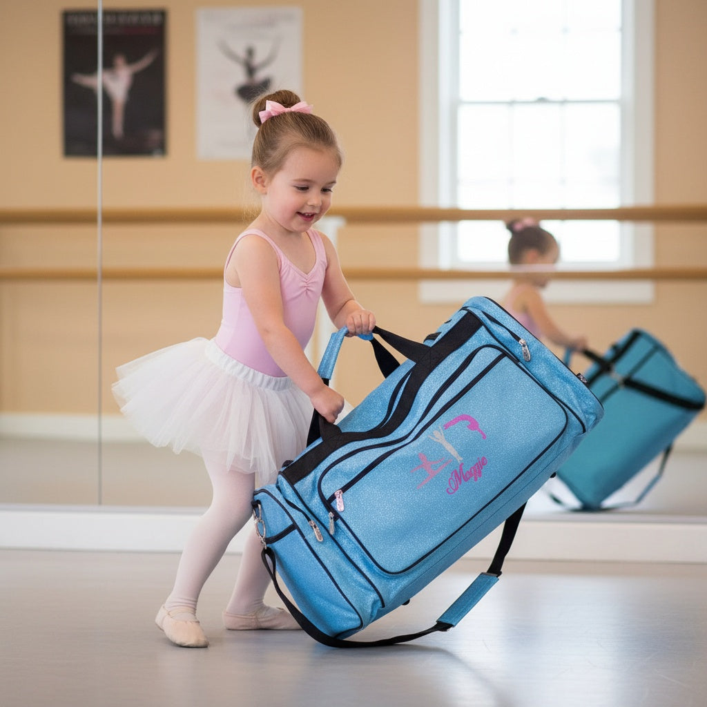 Personalized Glitter Duffle – Tumbling Girls & Cheer Travel Bag