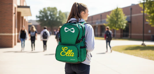 Personalized Green Glitter Nfinity Backpack for Cheer, Dance & Sports