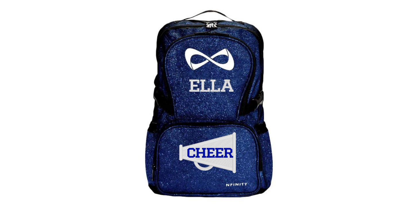 Nfinity Sparkle Glitter Backpack with Embroidered Cheerleading Megaphone
