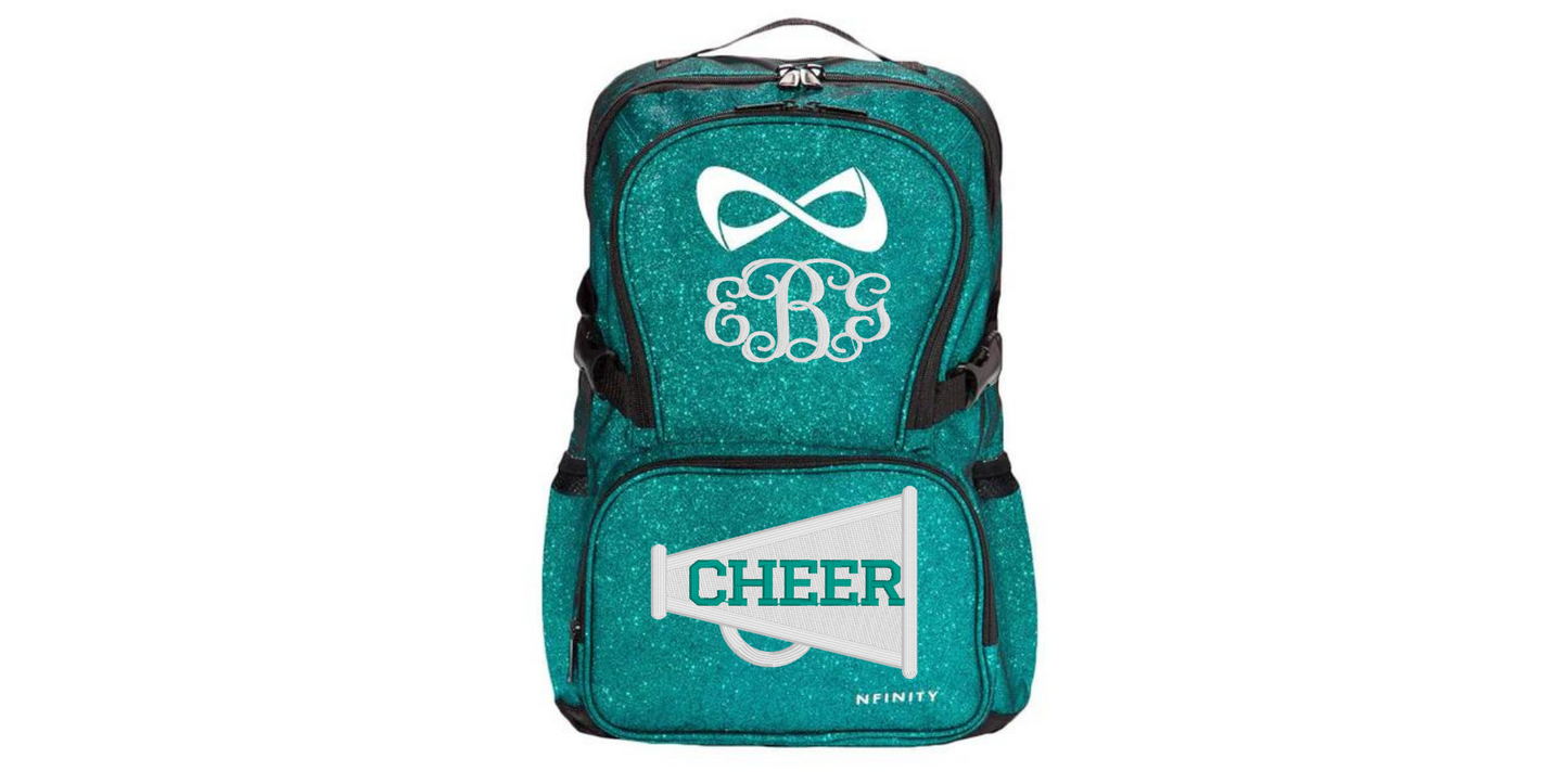 Nfinity Sparkle Glitter Backpack with Embroidered Cheerleading Megaphone