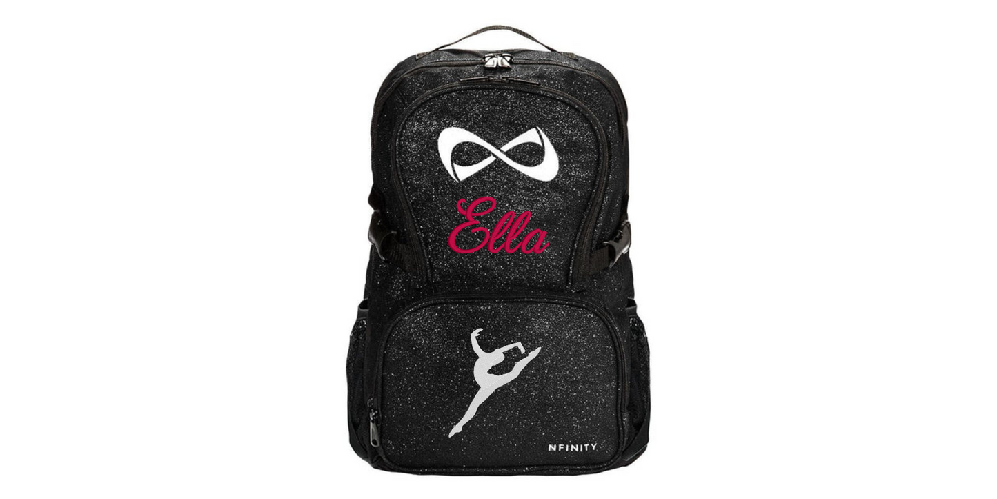 Nfinity Sparkle Glitter Backpack with Embroidered Dancer Leap Design