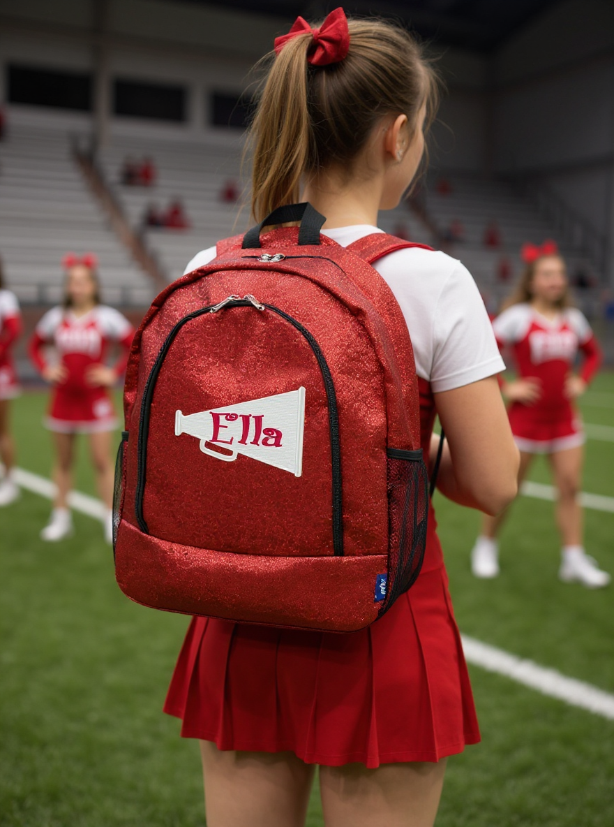 Turquoise Glitter Cheerleader Backpac, Stylish & Customizable Design
