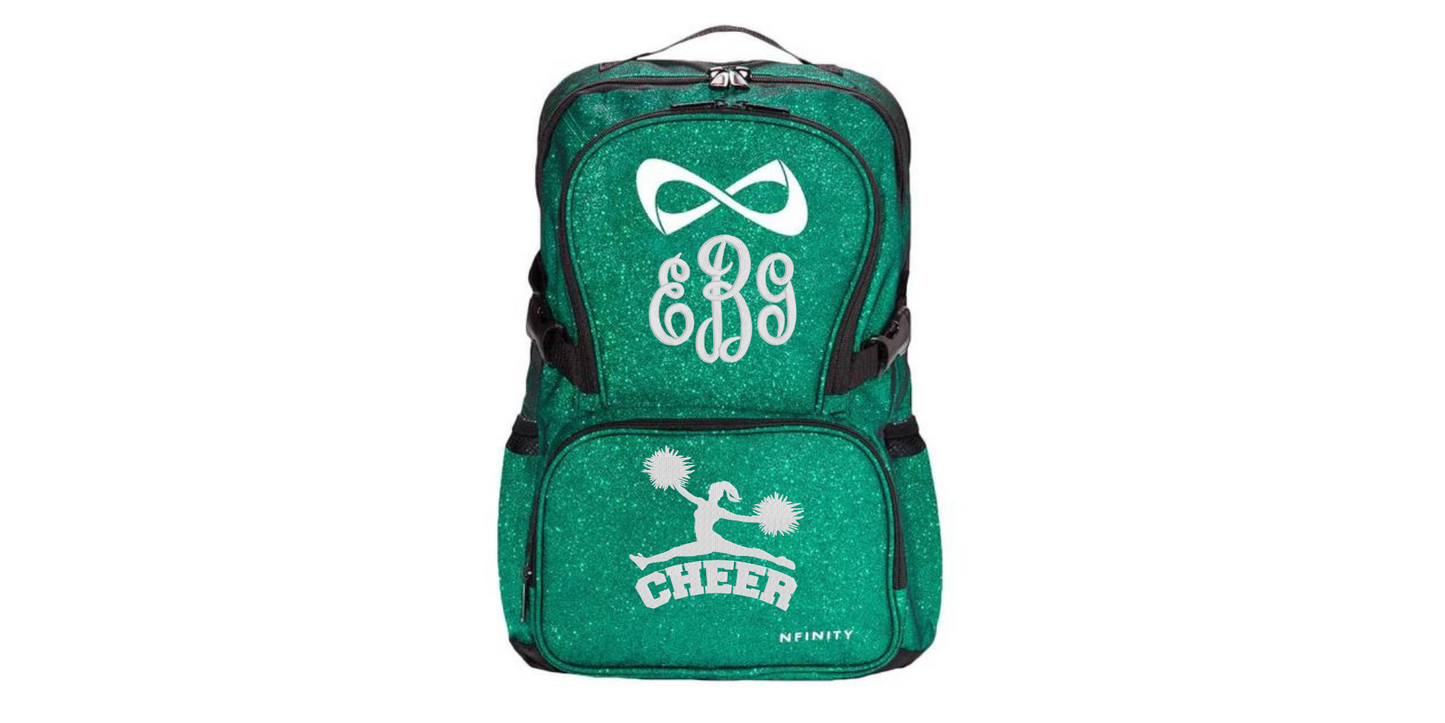 Nfinity Sparkle Glitter Cheerleader Backpack with Embroidered Design