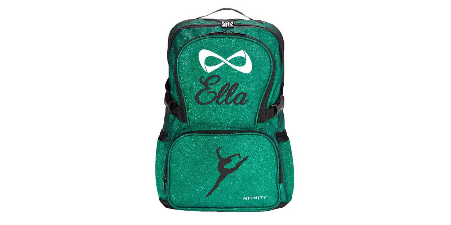 Nfinity Sparkle Glitter Backpack with Embroidered Dancer Leap Design