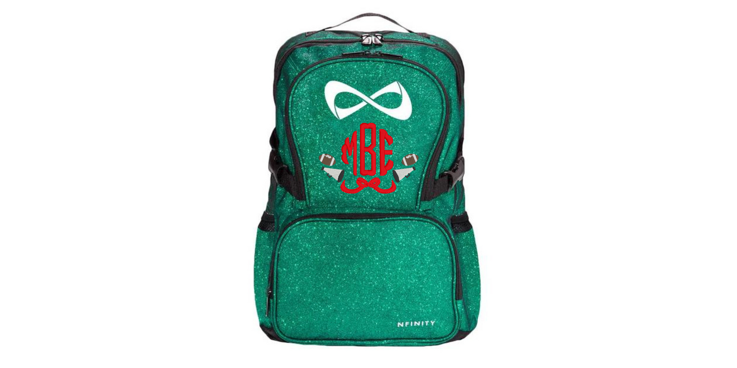 Nfinity Sparkle Glitter Backpack with Cheerleader Football Megaphone Design
