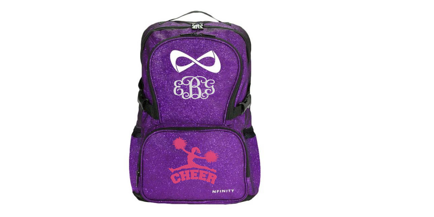 Nfinity Sparkle Glitter Cheerleader Backpack with Embroidered Design