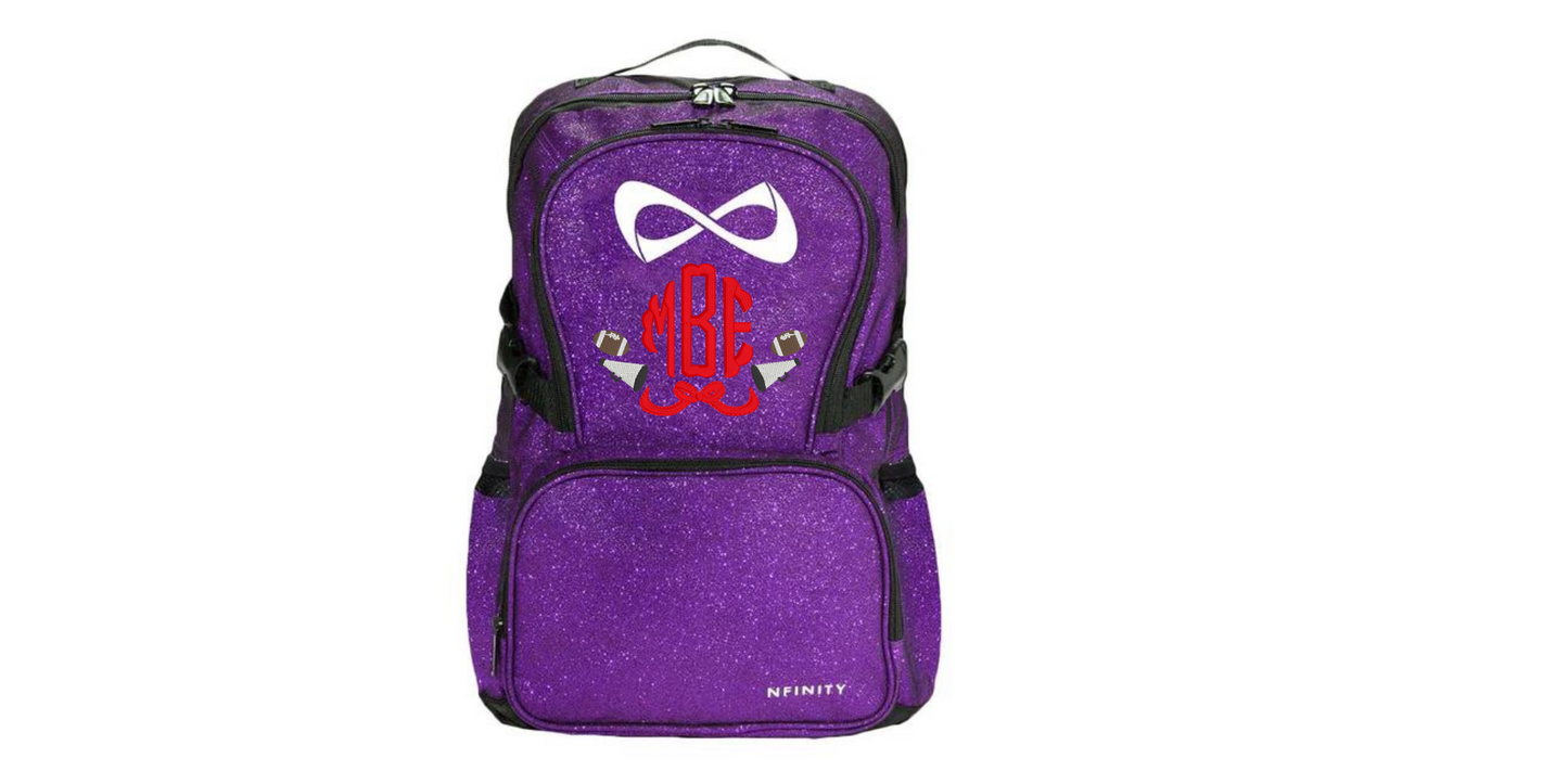 Nfinity Sparkle Glitter Backpack with Cheerleader Football Megaphone Design