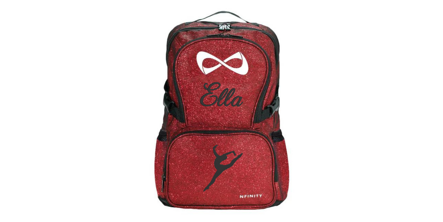 Nfinity Sparkle Glitter Backpack with Embroidered Dancer Leap Design