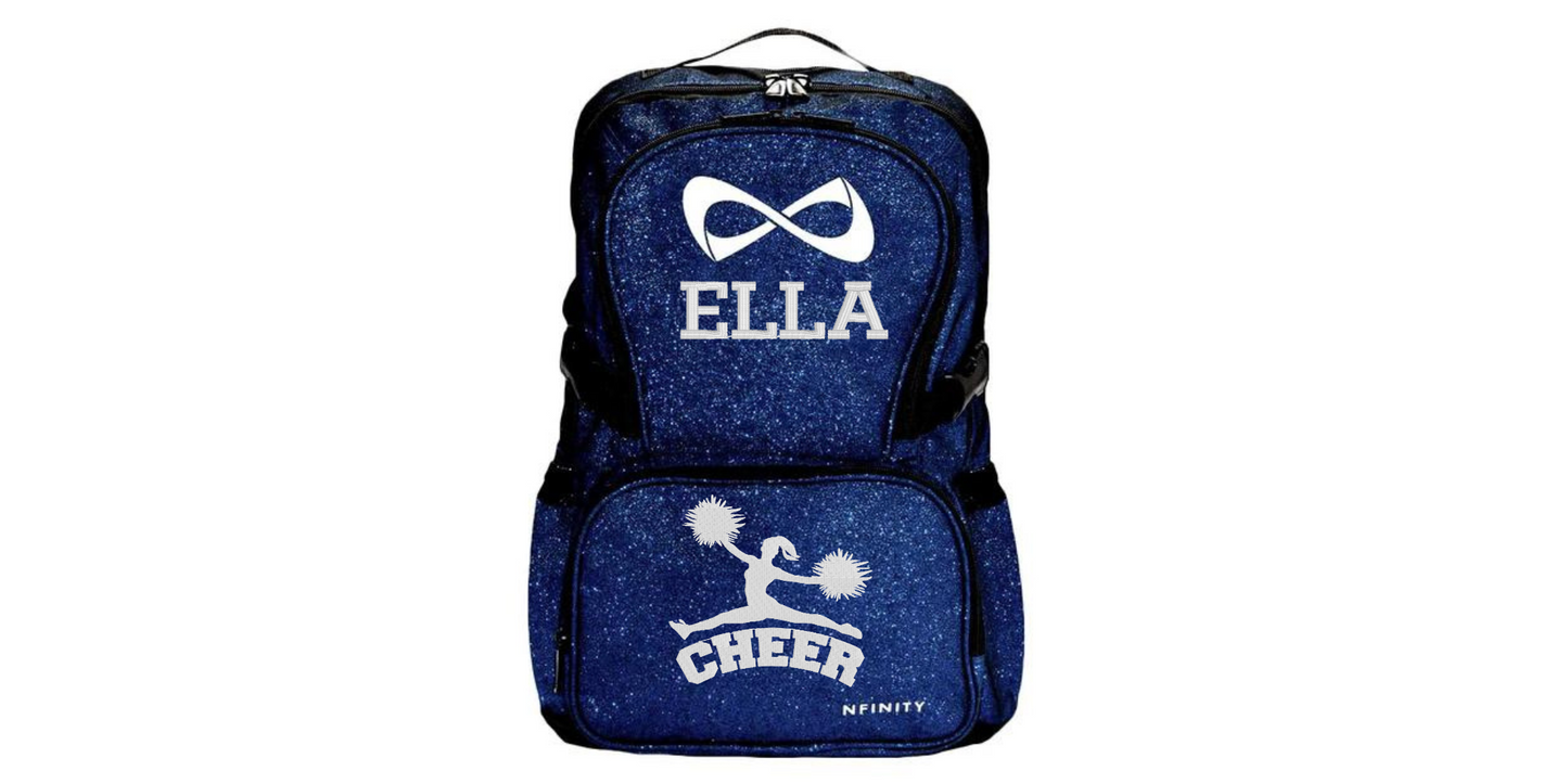 Nfinity Sparkle Glitter Cheerleader Backpack with Embroidered Design