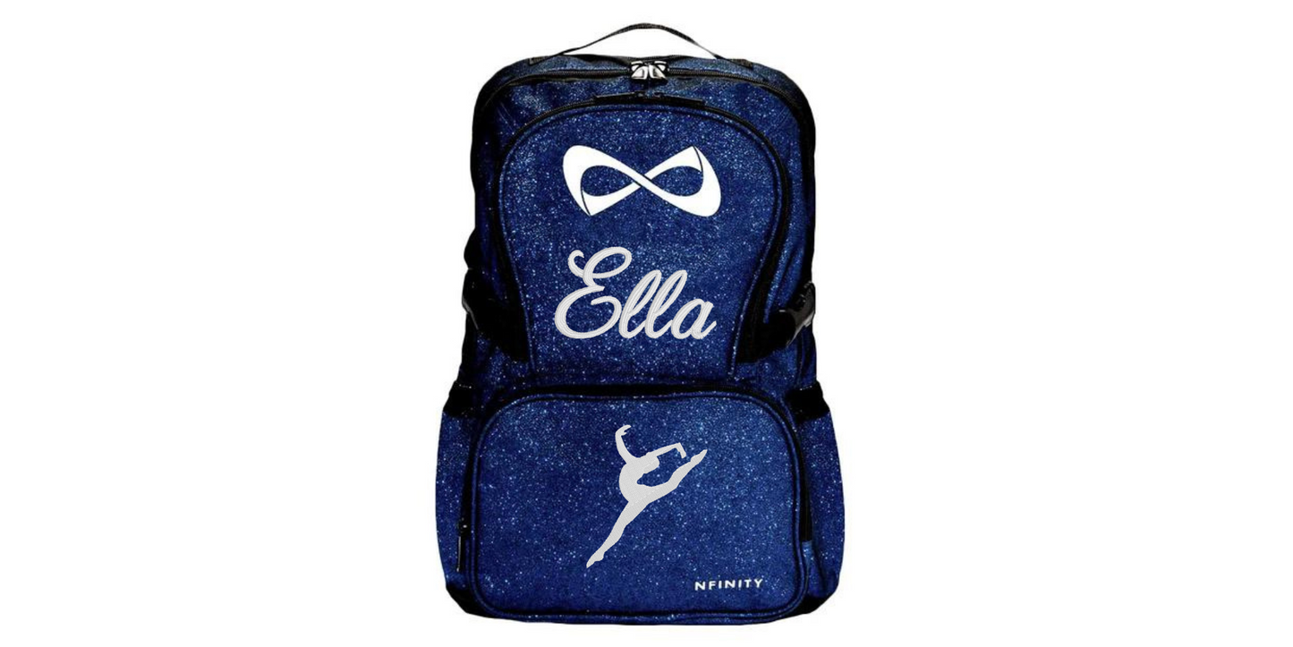 Nfinity Sparkle Glitter Backpack with Embroidered Dancer Leap Design