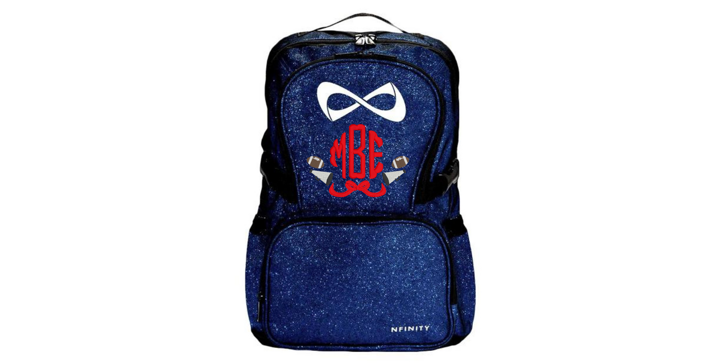 Nfinity Sparkle Glitter Backpack with Cheerleader Football Megaphone Design