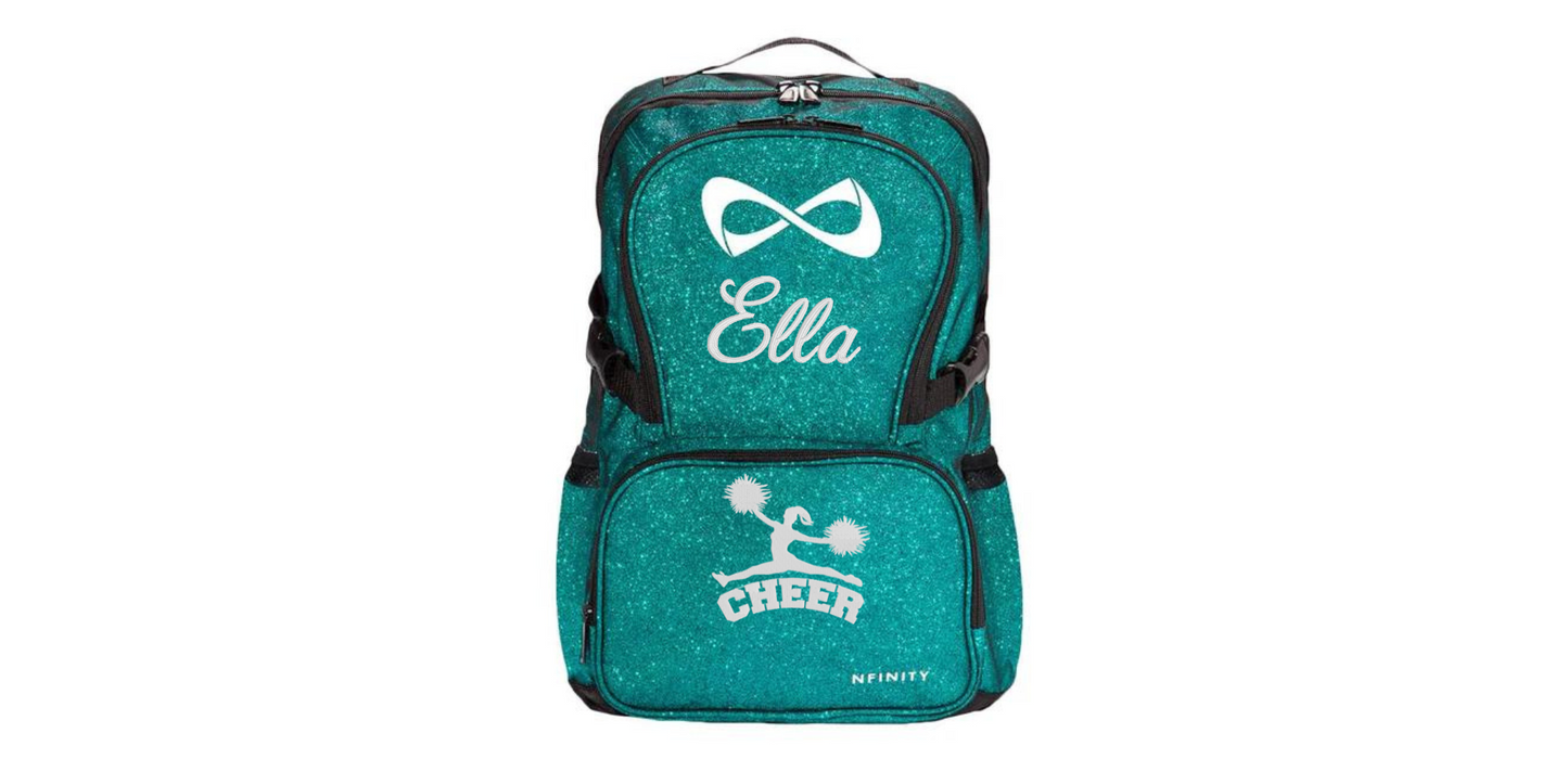 Nfinity Sparkle Glitter Cheerleader Backpack with Embroidered Design