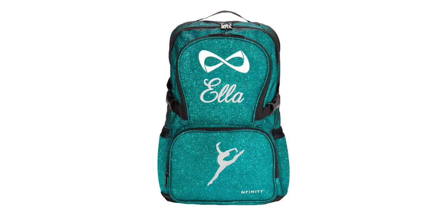 Nfinity Sparkle Glitter Backpack with Embroidered Dancer Leap Design