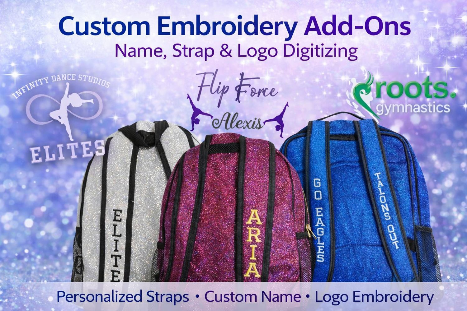 Custom Embroidery Add-Ons | Name, Strap & Logo Digitizing