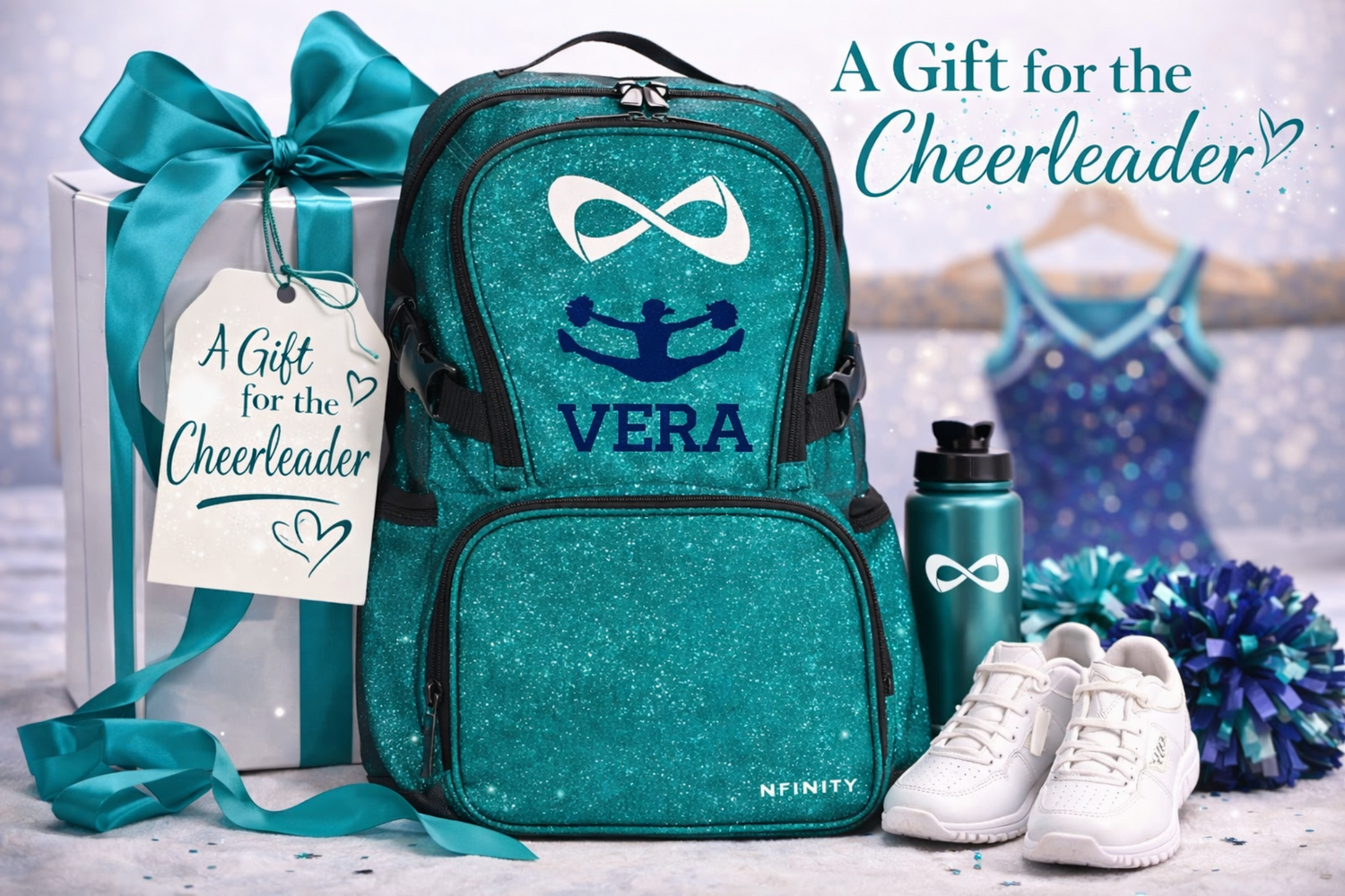 Personalized Nfinity backpack with custom embroidery for cheer, dance, and sports