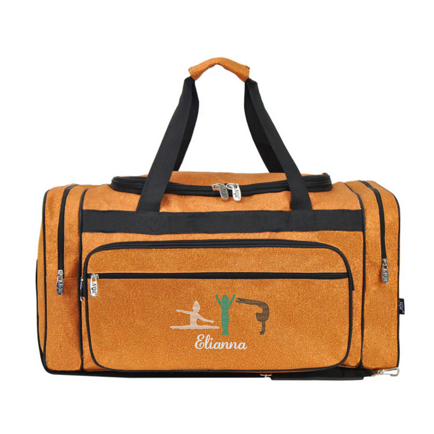 Personalized Glitter Duffle – Tumbling Girls & Cheer Travel Bag