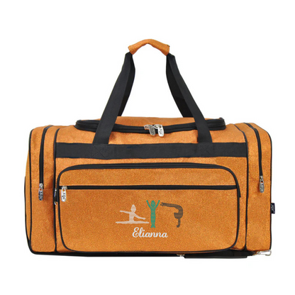 Personalized Glitter Duffle – Tumbling Girls & Cheer Travel Bag