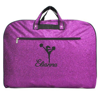 Personalized Glitter Cheer Garment Bag – Custom Embroidered Travel Organizer