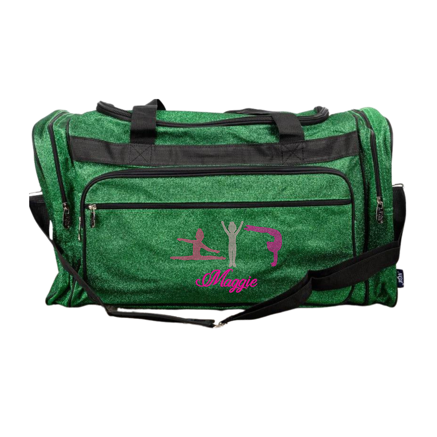 Personalized Glitter Duffle – Tumbling Girls & Cheer Travel Bag