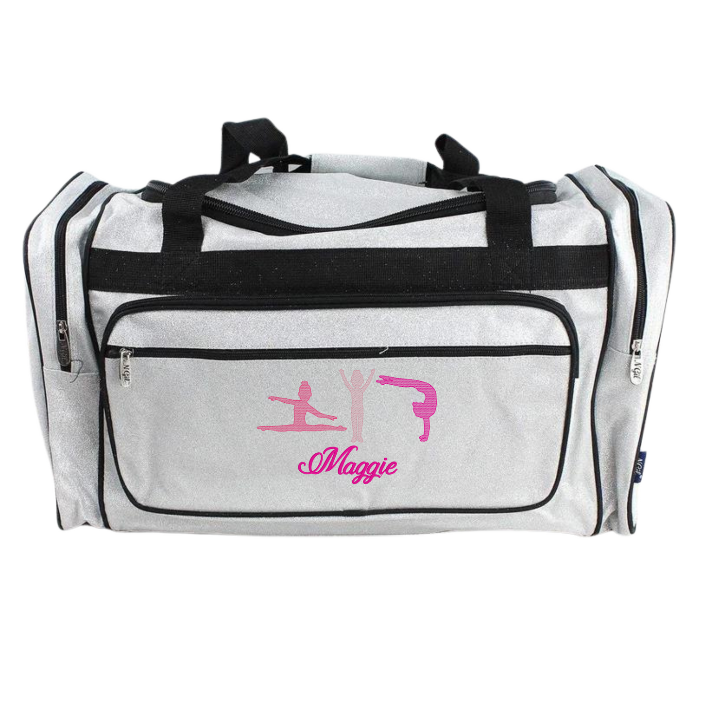 Personalized Glitter Duffle – Tumbling Girls & Cheer Travel Bag
