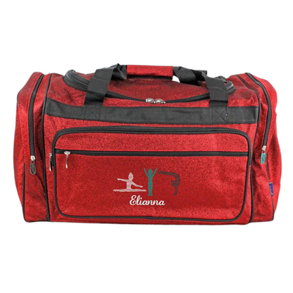 Personalized Glitter Duffle – Tumbling Girls & Cheer Travel Bag