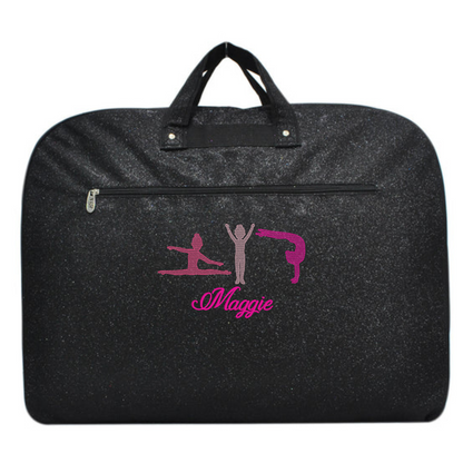 Personalized Glitter Gymnast & Dancer Garment Bag – Custom Embroidered Travel Storage