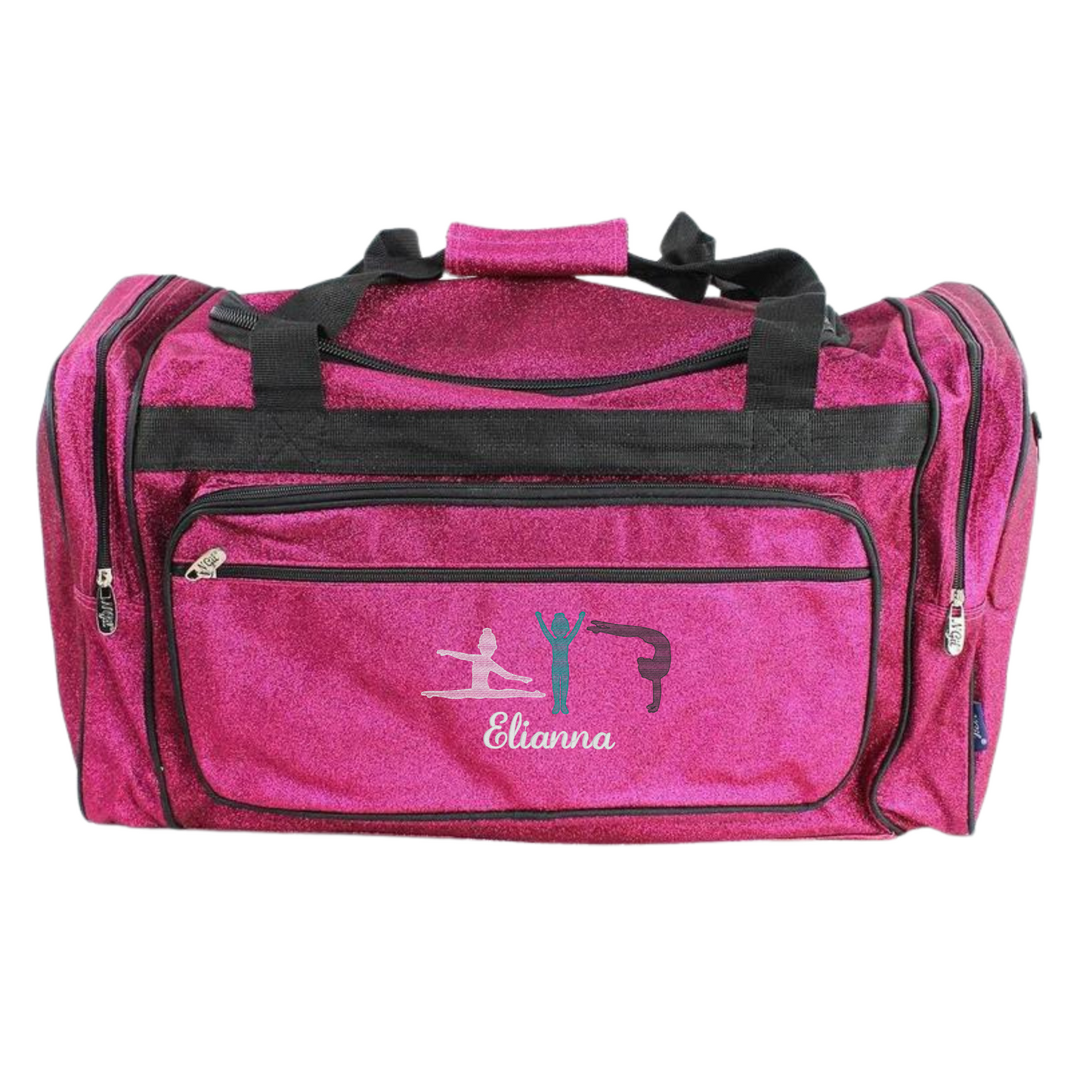 Personalized Glitter Duffle – Tumbling Girls & Cheer Travel Bag