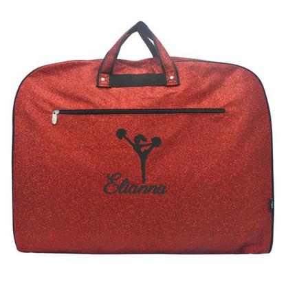 Personalized Glitter Cheer Garment Bag – Custom Embroidered Travel Organizer
