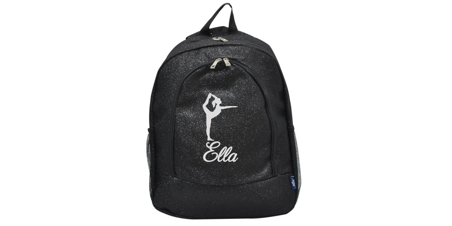 Green Glitter Gymnast Backpack. Sparkle Your Way to Victory!