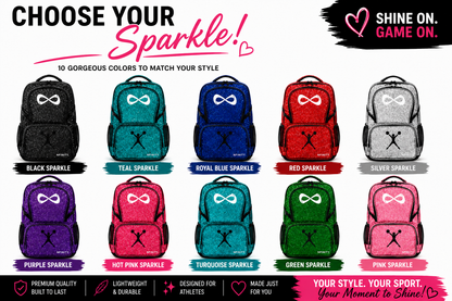 Personalized Red Nfinity Sparkle Backpack | Custom Embroidered Cheer, Dance & Gymnastics Competition Bag