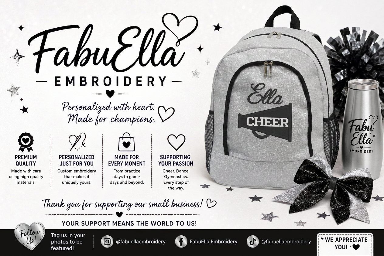 Personalized Glitter Cheer Backpack | Custom Embroidered Team Bag
